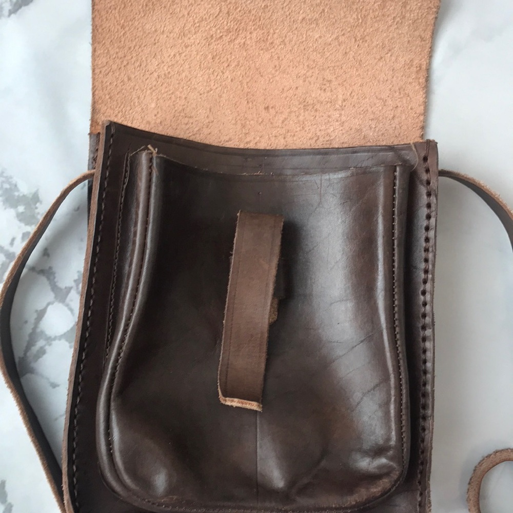 Genuine Brown Leather Crossbody Purse